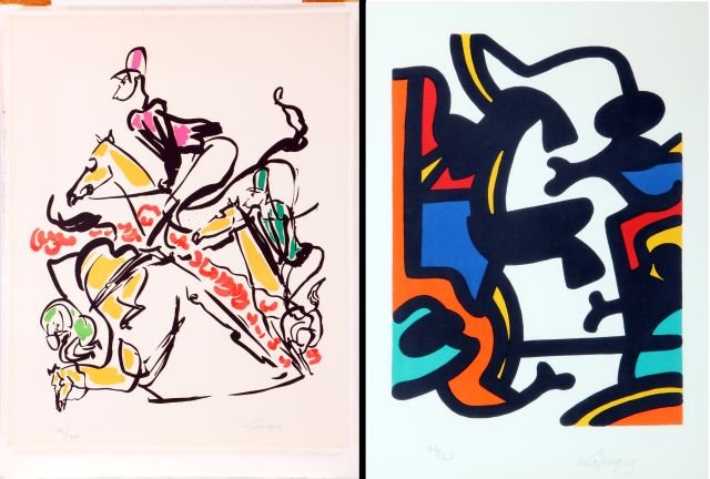 Charles Lapicque (French, 1898-1988) Les Animaux Sacres: Charles Lapicque (French, 1898-1988) Les Animaux Sacres, Silkscreen, Signed and numbered 35/120 lower right. Together with a lithograph titled The Jockey.