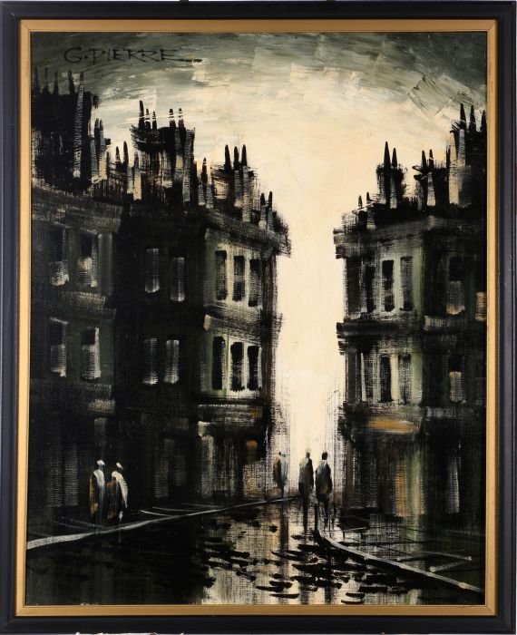G. Pierre (20th Century) City Scene, Oil on canvas,: G. Pierre (20th Century) City Scene, Oil on canvas, Signed upper left. Dimensions: h: 30 1/4 x w: 24 1/2 in.