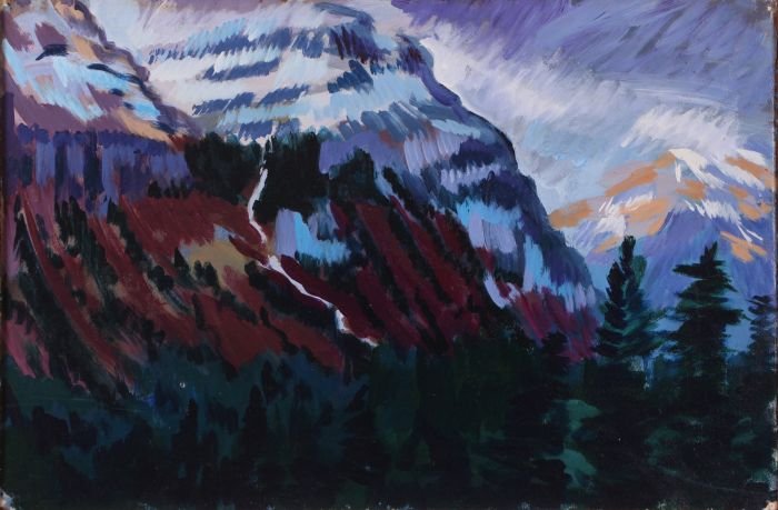 Mark David Gottsegen (1948-2013) Snow and Wind, 6 miles: Mark David Gottsegen (1948-2013) Snow and Wind, 6 miles East of Logan Pass Going to the Sun Highway, Glacier Park, MT, 1989, Acrylic on paper mounted on board, Signed on verso. Dimensions: h: 15 x w: 