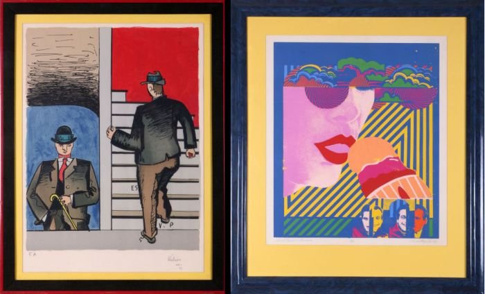 Jean Helion (French, 1904-1987) Stairs, Lithograph,: Jean Helion (French, 1904-1987) Stairs, Lithograph, Signed lower right and numbered E.A. 43-65 lower left in pencil. Together with a lithograph by Charles Magistro titled "Sweet Emma's Newman,"signed 