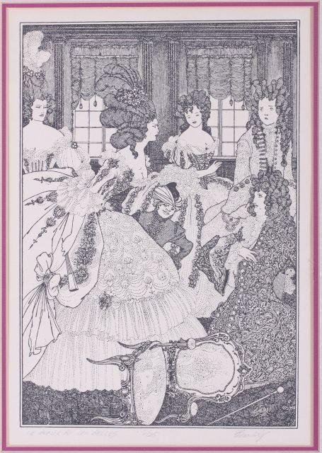 Aubrey Beardsley (1872-1898) Battle of the Beaux and: Aubrey Beardsley (1872-1898) Battle of the Beaux and Belles, from the book The Rape of the Lock by Alexander Pope, Lithograph, Signed in pencil lower right, titled lower left, and numbered 6/25 lower 