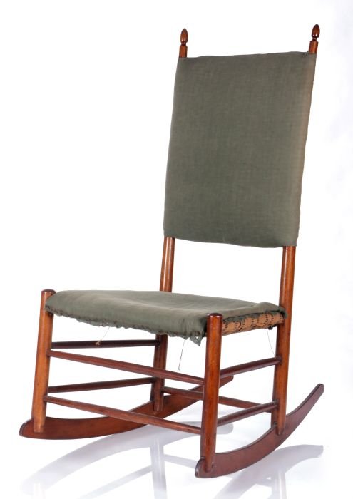 A Shaker Walnut Rocking Chair, 19th/20th Century.: A Shaker Walnut Rocking Chair, 19th Century. Dimensions: h: 42 1/2 w: 21 1/2 x d: 31 in.