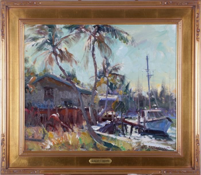 Robert C. Gruppé (b. 1944) Tropical Waterways,: Robert C. Gruppé (b. 1944) Tropical Waterways, Oil on canvas, Signed lower right. Dimensions: h: 20 x w: 24 in.