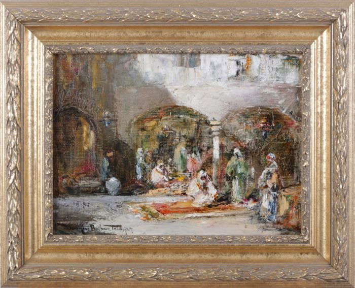 Douglas Arthur Teed (1864-1929) Arab Scene: Douglas Arthur Teed (1864-1929) Arab Scene with Archway, Oil on canvas, Signed and dated 1924 lower left. Dimensions: h: 11 x w: 15 in.