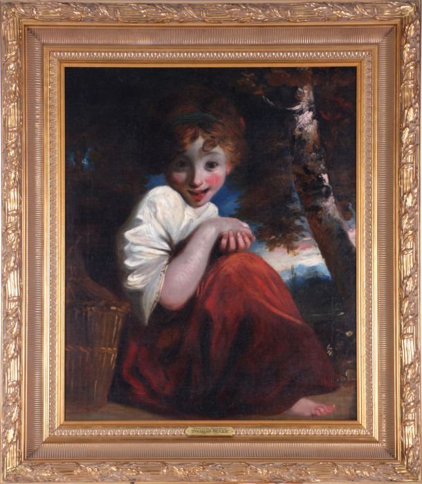 Thomas Sully (1783-1872) Girl with Red Hair, Oil on: Thomas Sully (1783-1872) Girl with Red Hair, Oil on canvas, On verso twice "After Reynolds" with "TS" monogram. Dimensions: h: 30 x w: 25 in.