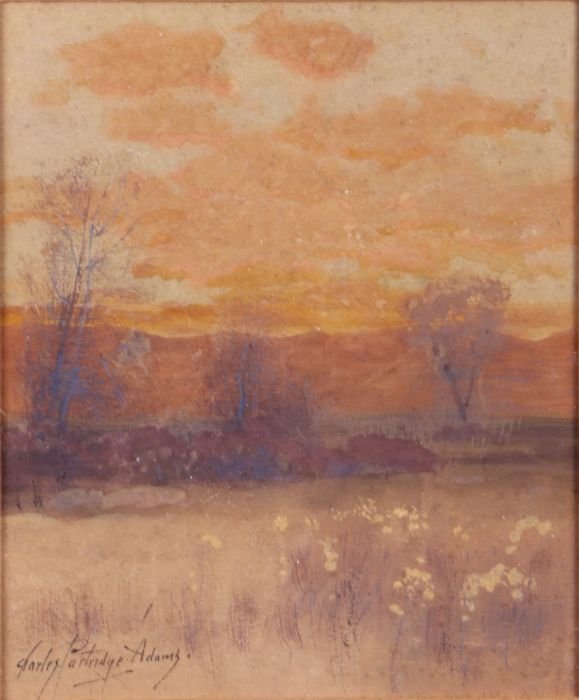 Charles Partridge Adams (1858-1942) Landscape, Gouache: Charles Partridge Adams (1858-1942) Landscape, Gouache on paper, Signed lower left. Dimensions: h: 6 x w: 5 in.