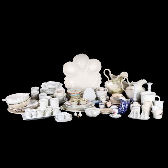 A Miscellaneous Collection of Porcelain, Stoneware,: A Miscellaneous Collection of Porcelain, Stoneware, Earthenware and White Glazed Ceramic Decorative and Serving Items, 20th Century, Including pieces by Royal Doulton, Limoges, Noritake, Haviland and