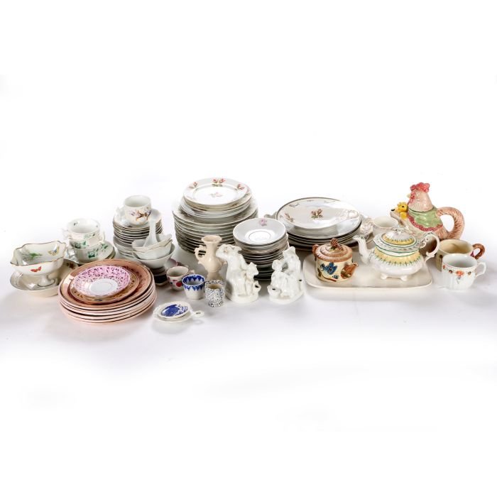 A Miscellaneous Collection of Porcelain Decorative and: A Miscellaneous Collection of Porcelain Decorative and Serving Items, 20th Century, Including pieces by Limoges, Noritake and other various makers.