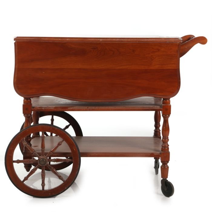 A Georgian Style Cherry Serving Cart, 20th Century.: A Georgian Style Cherry Serving Cart, 20th Century. Dimensions: h: 30 x w: 36 1/2 x d: 21 in.