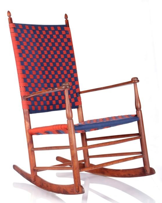 A Shaker Maple Rocking Chair, 19th/20th Century.: A Shaker Maple Rocking Chair, 19th/20th Century. Dimensions: h: 42 x w: 25 1/2 x d: 31 in.