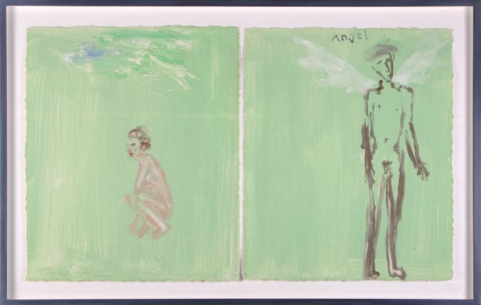Nicholas Africano (b. 1948) Angel, 1986, Acrylic and: Nicholas Africano (b. 1948) Angel, 1986, Acrylic and watercolor on paper, diptych, Signed and dated. Dimensions: h: 19 x w: 38 in. Provenance: The Collection of Boake and Marian Sells.