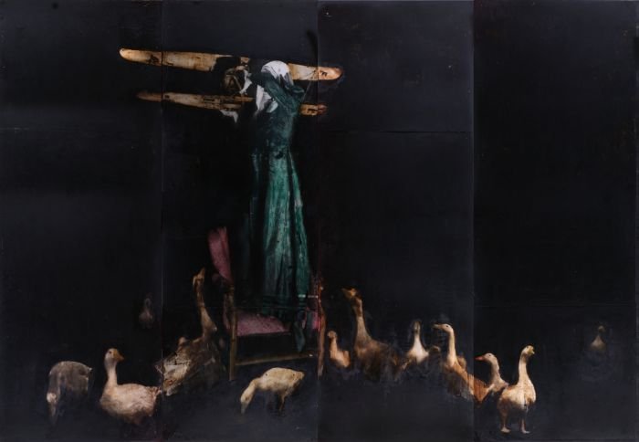 Todd Murphy (b. 1962) King of Birds, 1990, Mixed media: Todd Murphy (b. 1962) King of Birds, 1990, Mixed media on board. Dimensions: h: 144 x w: 192 in. Provenance: Private Collector.