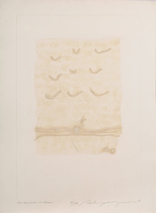 Adja Yunkers (1900-1983) The Sky Hides All Birds,: Adja Yunkers (1900-1983) The Sky Hides All Birds, Embossed etching, Signed and numbered 25/50 in pencil lower margin. Dimensions: h: 42 x w: 30 1/2 in. Provenance: The Collection of Stanley Yulish.