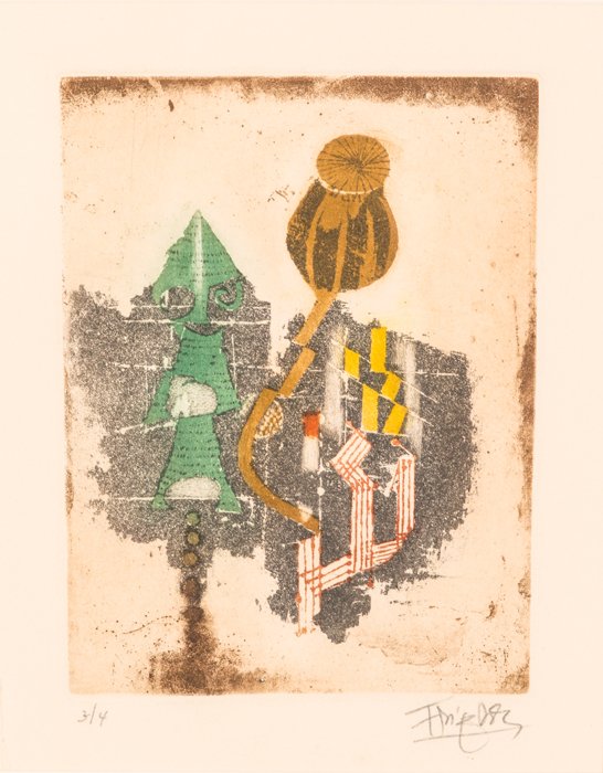 Johnny Friedlaender (1912-1992) Untitled, Etching on: Johnny Friedlaender (1912-1992) Untitled, Etching on embossed paper, Signed and numbered 3/4 in pencil. Plate dimensions: h: 8 x w: 5 3/4 in. Provenance: The Collection of Stanley Yulish.