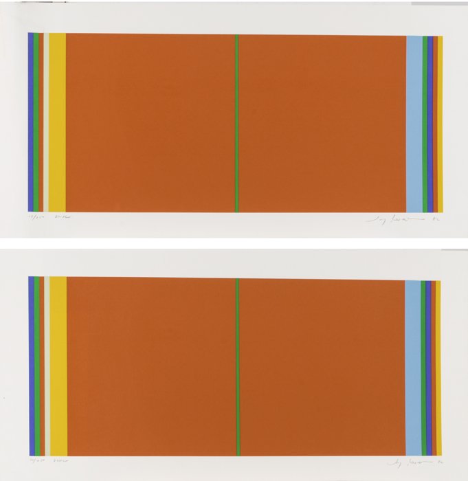 Jay Rosenblum (1933-1989) Bridge, Two serigraphs in: Jay Rosenblum (1933-1989) Bridge, Two serigraphs in color, Both signed, numbered and titled in pencil lower margin. Dimensions: h: 40 x w: 20 1/2 in. Provenance: The Collection of Stanley Yulish.