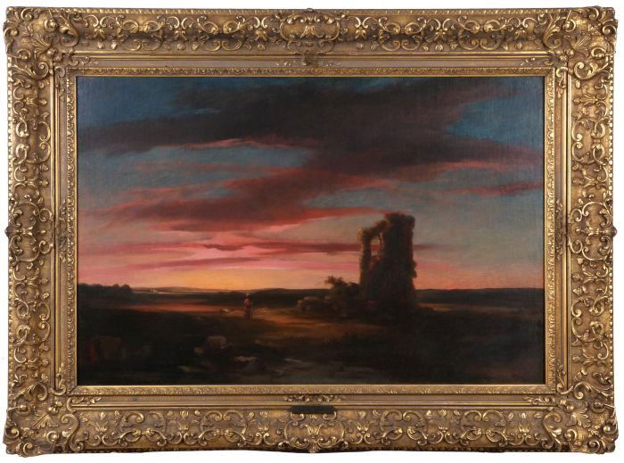 After George Inness (1825-1894) Landscape, Oil on: After George Inness (1825-1894) Landscape, Oil on canvas, Unsigned. Dimensions: h: 24 x w: 36 in. Provenance: Collection of John C. Myers.