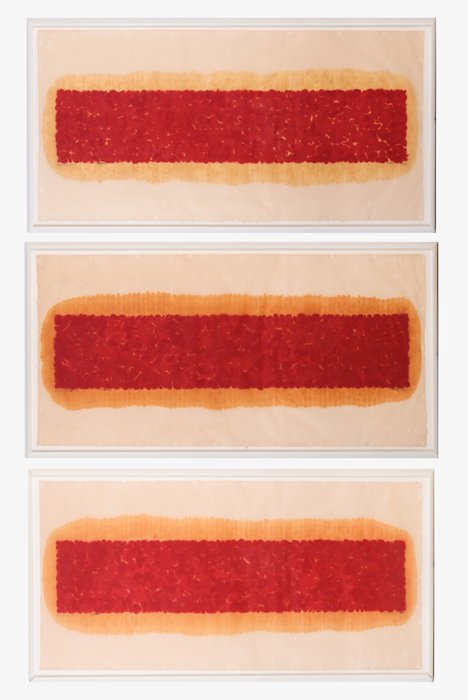 Shen Fan (b. 1952) River P.25 (1-3), 2001, Triptych,: Shen Fan (b. 1952) River P.25 (1-3), 2001, Triptych, oil on paper, Each signed, titled and dated in lower margin. Dimensions: h: 27 1/4 x w: 54 1/4 in. each Provenance: Goedhuis Gallery, London. Purch