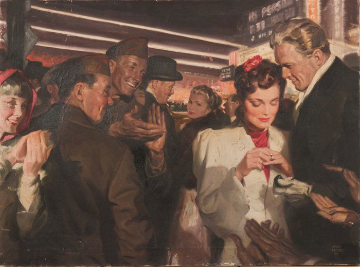 Tom Lovell (1909-1997) The Proposal, Illustration, Oil (1 of 6)