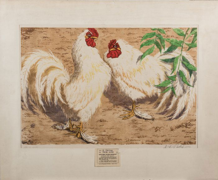 Martin Erich Philipp (1887-1978) White Cocks, Color (1 of 5)