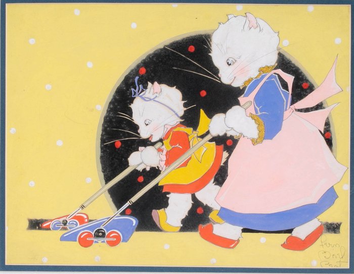 Fern Bisel Peat (1893-1971) Mother Cat and Kitten (1 of 6)