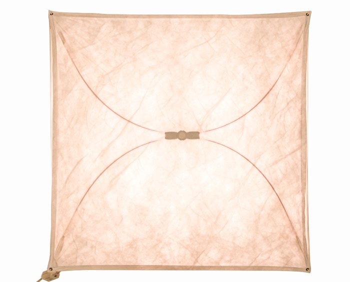 A Flos Three Bulb Hanging Wall Light, 20th Century,: A Flos Three Bulb Hanging Wall Light, 20th Century, With plastic fabric. Dimensions: h: 31 3/4 x w: 31 1/2 x d: 9 in.