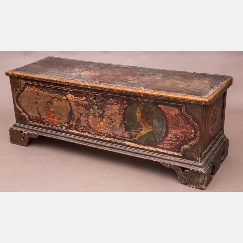 A Painted Pine Coffer, 20th Century. (1 of 8)