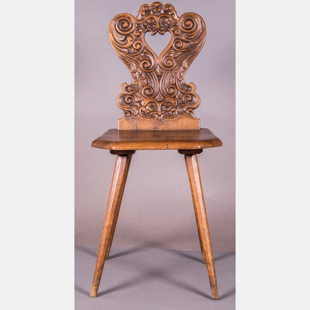 A Continental Carved Walnut Side Chair, 19th Century. (1 of 3)