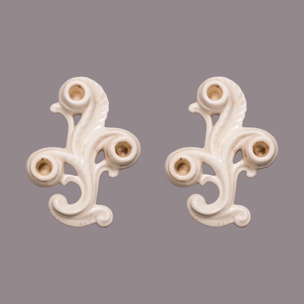 A Pair of Cowan Pottery Candlesticks, 20th Century. (1 of 3)