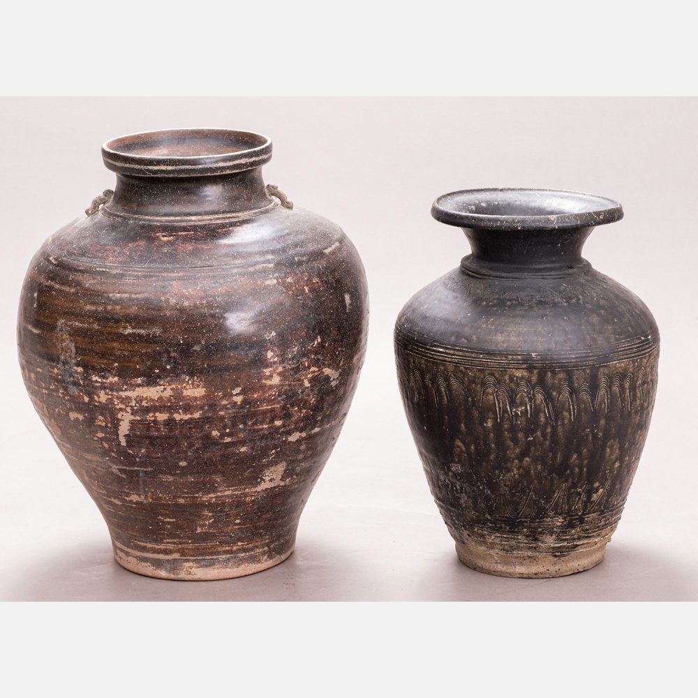 Two Chinese Archaic Style Earthenware Storage Vessels. (1 of 5)
