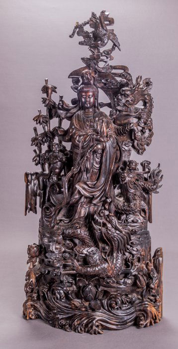 A Chinese Heavily Carved Tree Root, 20th Century. (1 of 5)