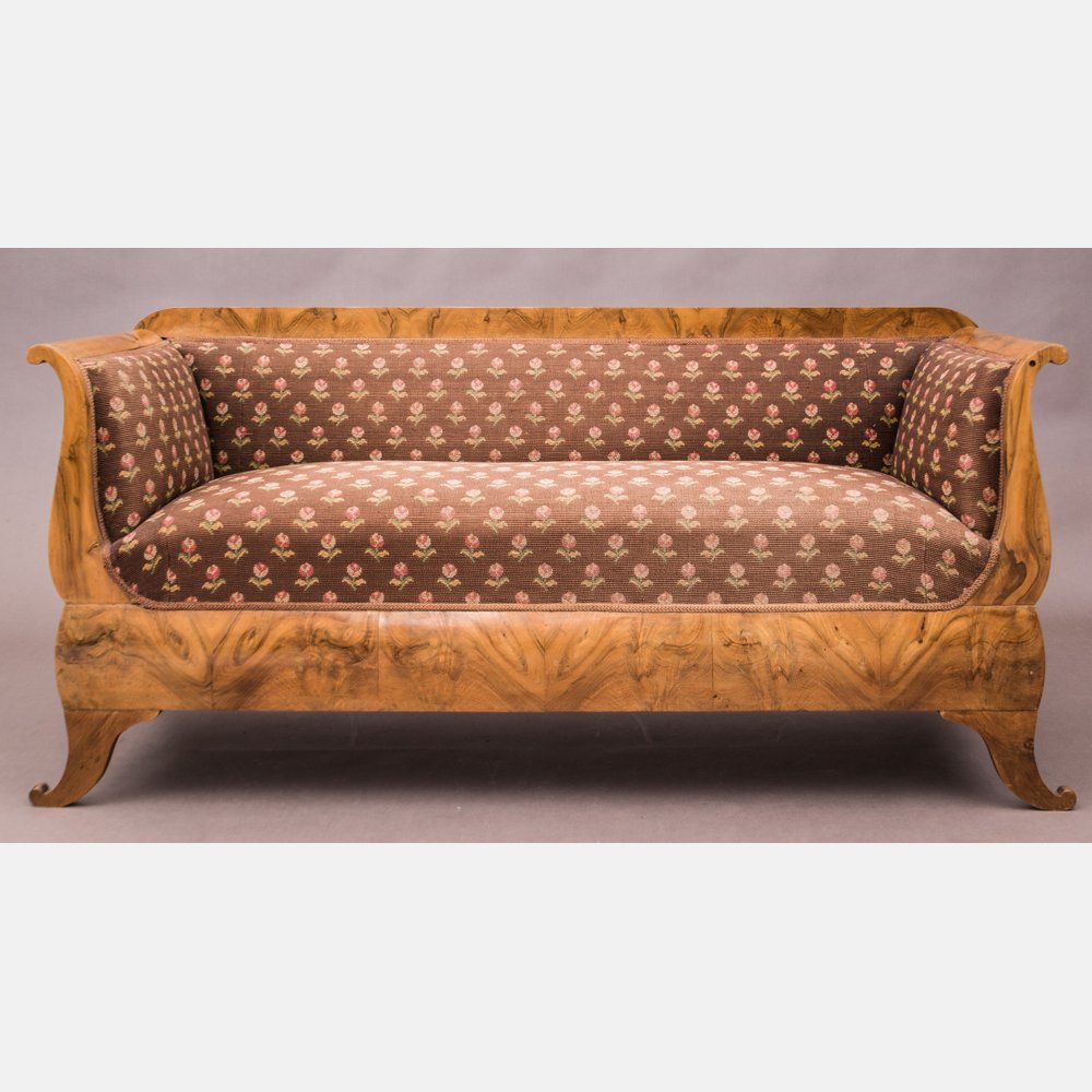 A Biedermeier Walnut Upholstered Canap, 19th Century. (1 of 4)