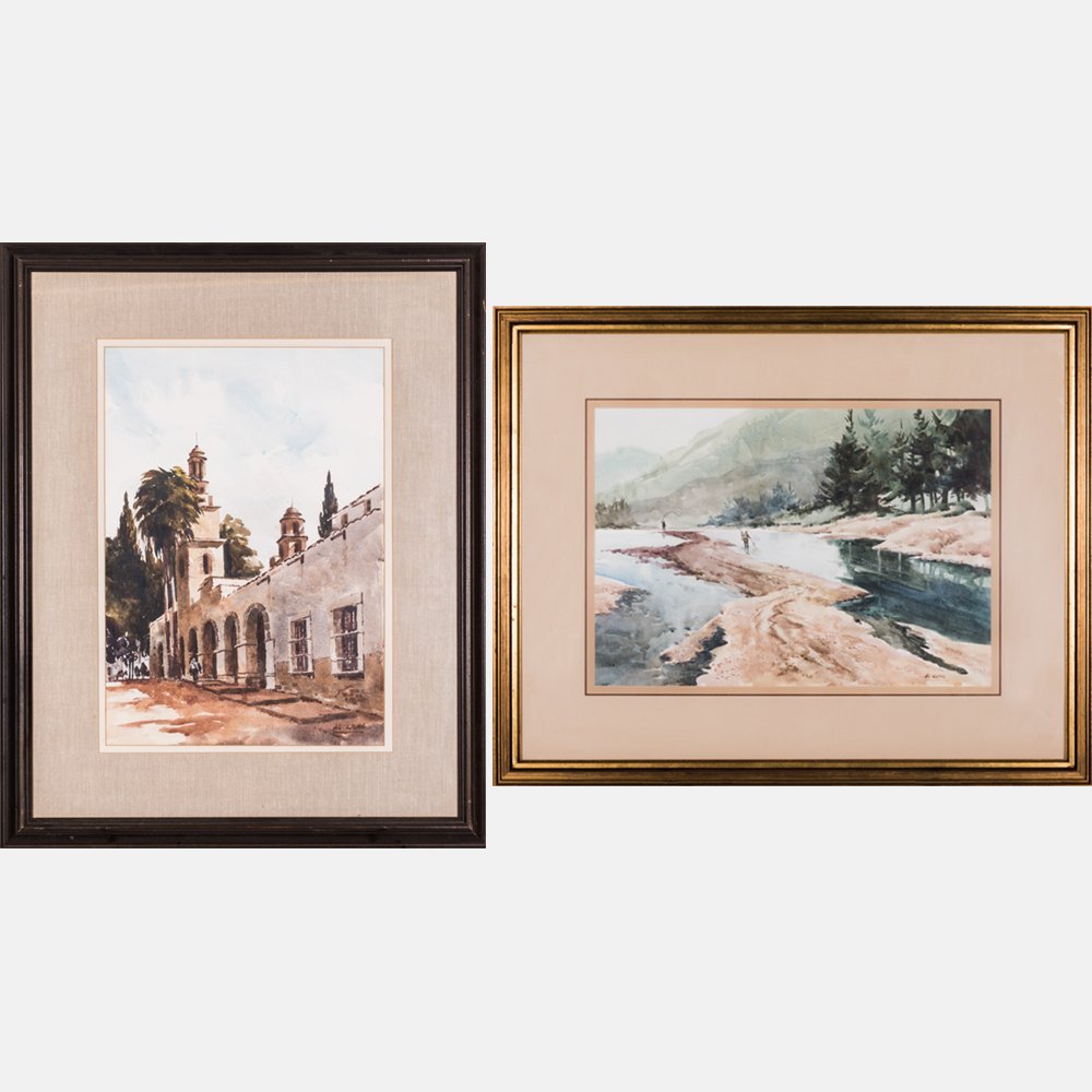 Al Krnc (20th Century) Trout Fishing Scene, Watercolor (1 of 6)