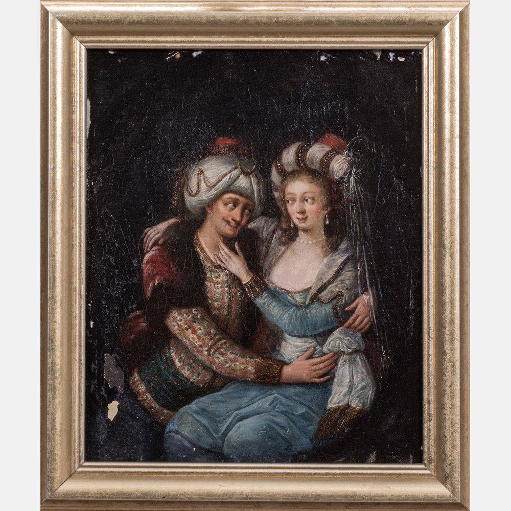 Artist Unknown (18th Century) Persian Lovers, Oil on (1 of 10)