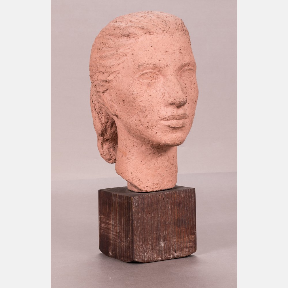 Helen Beling (1914-2001) Head of a Female, Terracotta,: Helen Beling (1914-2001) Head of a Female, Terracotta, Unsigned. H: 13 1/2 W: 9 D: 6 in.
