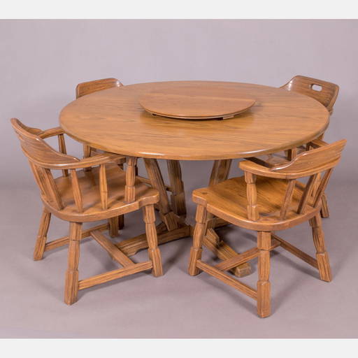 An A. Brandt Ranch Oak Dining Table With A Lazy Susan