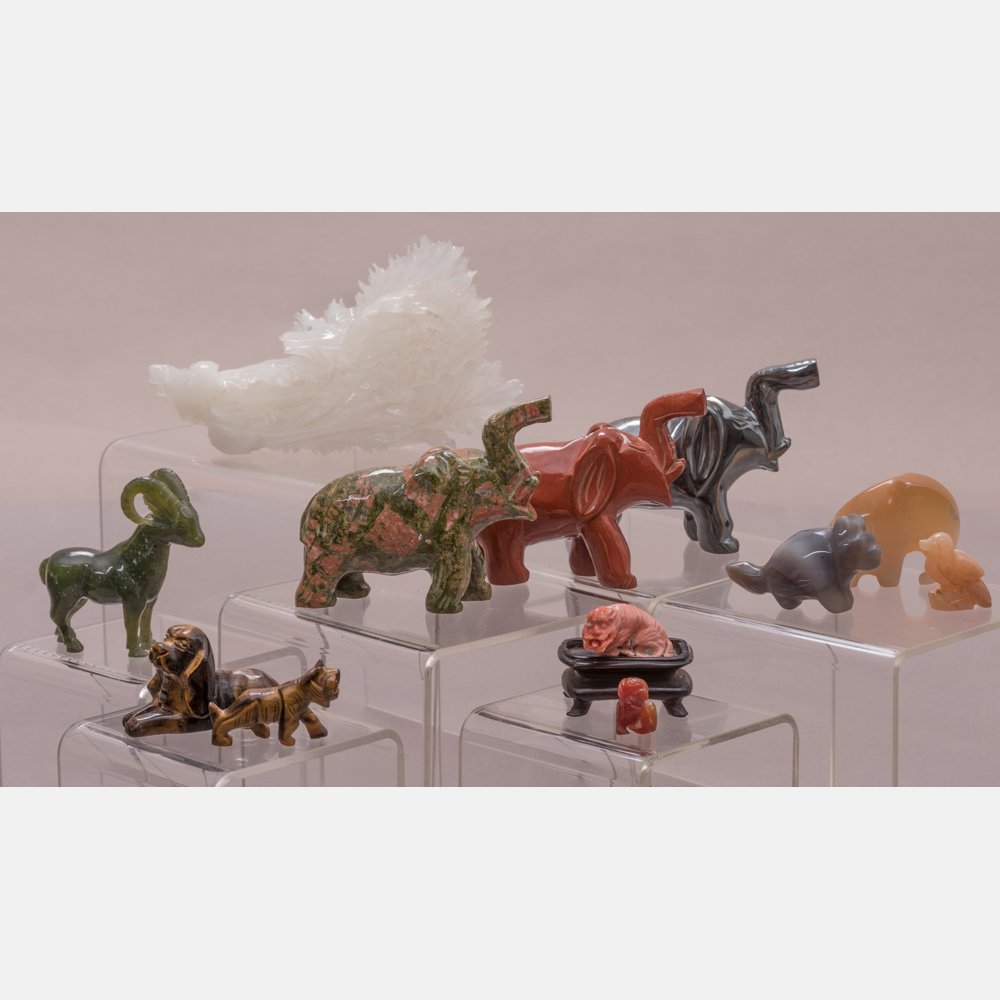 A Group of Carved Hardstone Animal Figures, (1 of 6)
