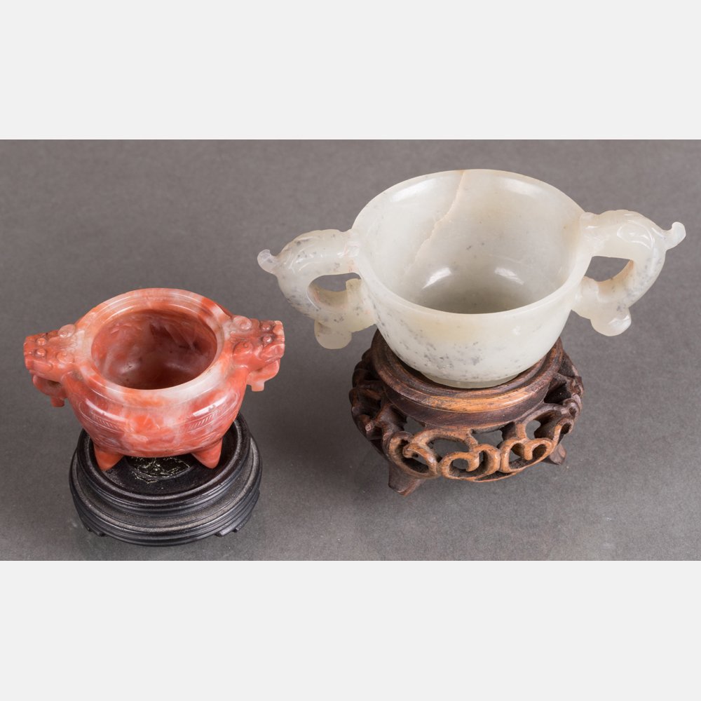 A Chinese Archaistic Carved Red Jade Tri-Footed Vessel (1 of 7)