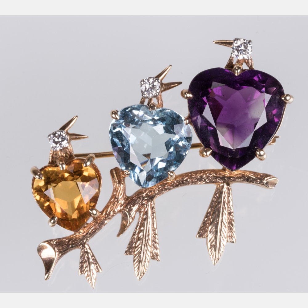 A 14kt. Yellow Gold, Diamond, Amethyst, Aquamarine (1 of 5)