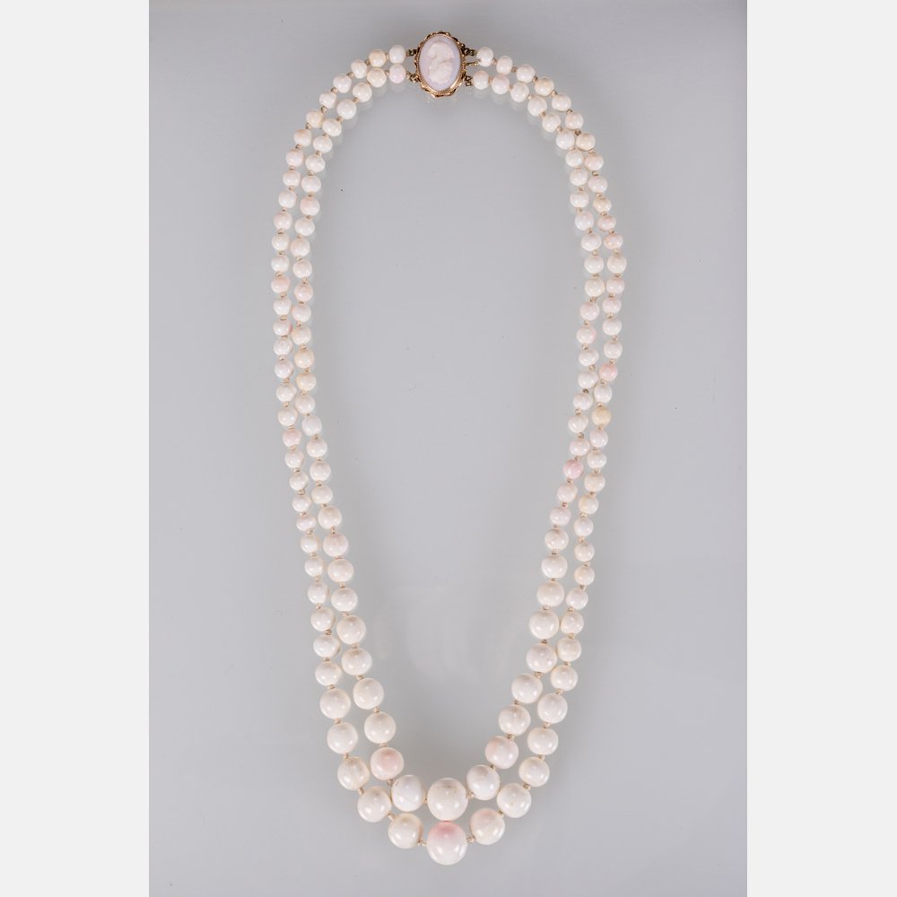 A Double Strand 14kt. Yellow Gold, White and Pink (1 of 7)