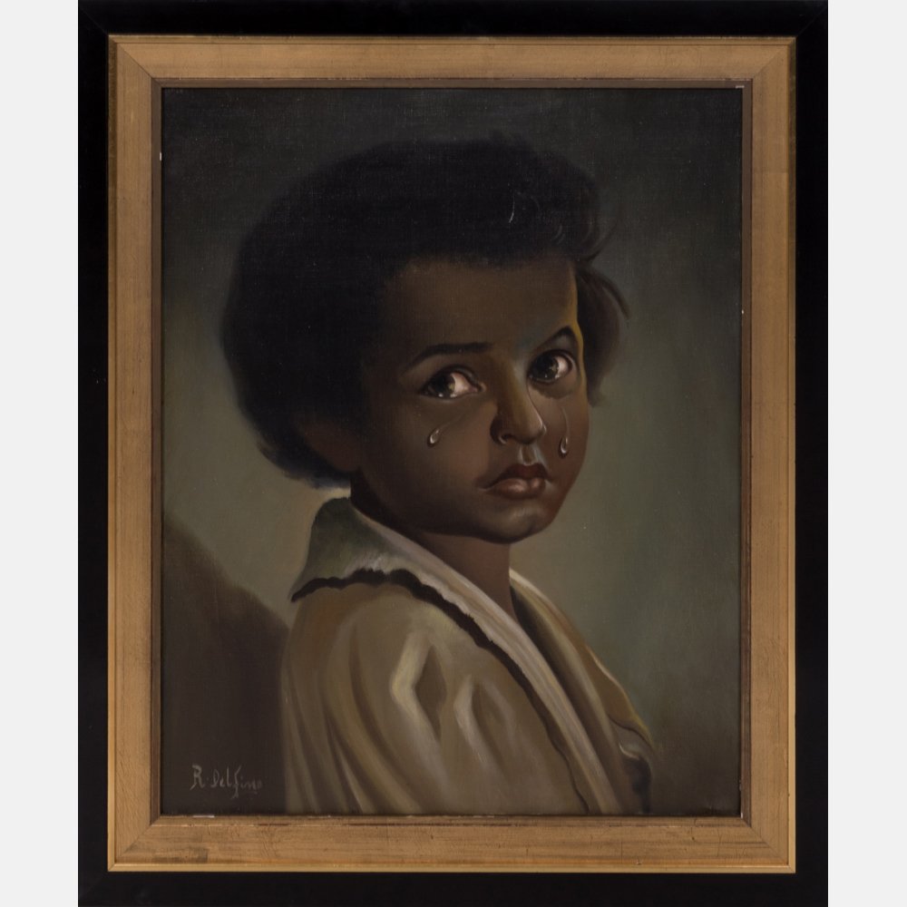 R. Delfino (20th Century) Crying Child, Oil on canvas, (1 of 7)