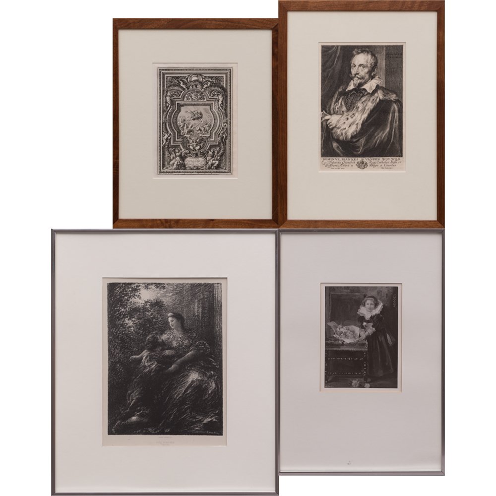 After Anthony van Dyck (Flemish, 1599-1641) Jan van: After Anthony van Dyck (Flemish, 1599-1641) Jan van Wouwer, Engraving by Paul Pontius (1603-1658). Together with a etching by Jean Lepautre (French, 1618-1682) titled 'Nouveaux Ornemens', a lithograph
