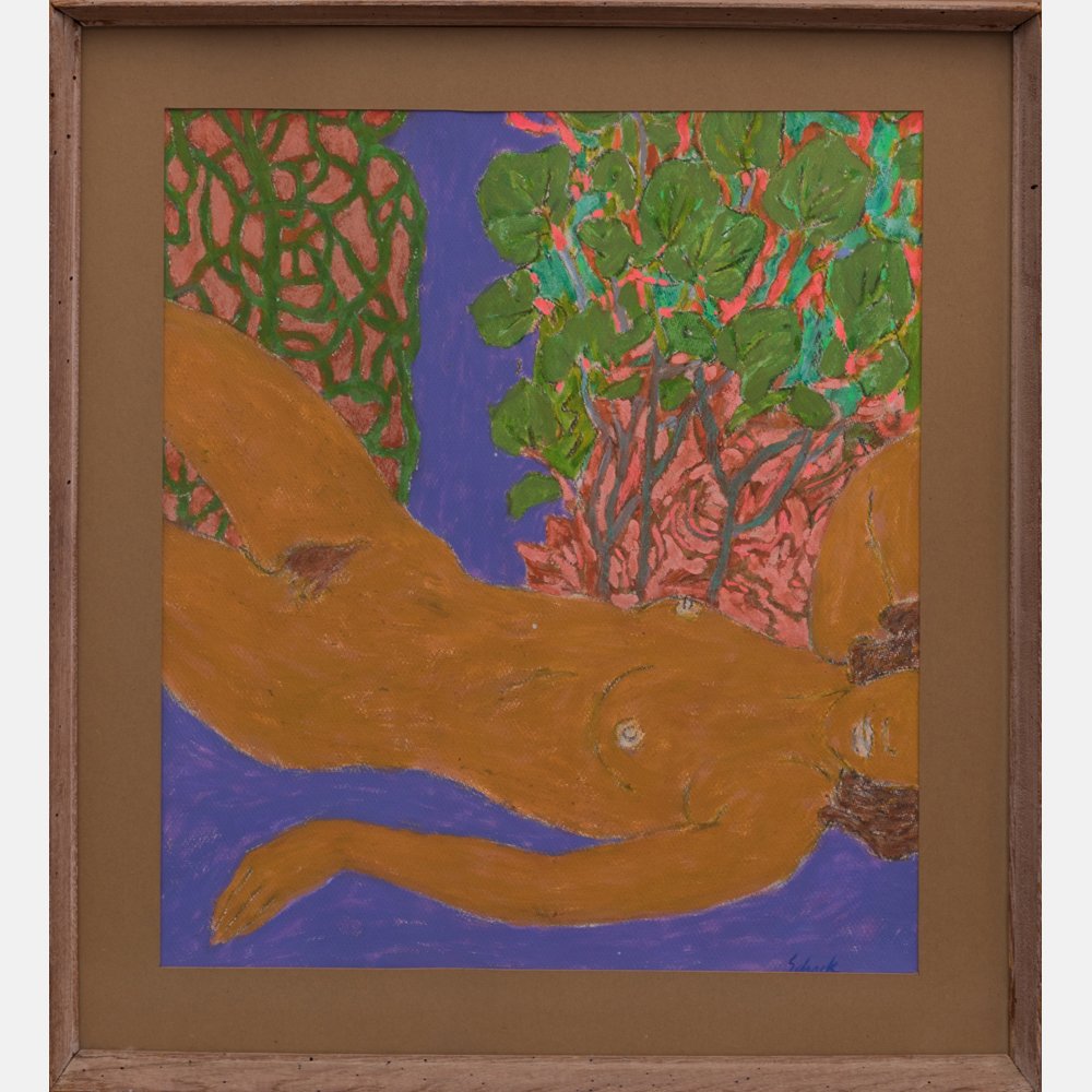 William Schock (1913-1976) Nude Reclining, Gouache on: William Schock (1913-1976) Nude Reclining, Gouache on paper, Signed lower right. Framed dimensions: h: 27 3/8 x w: 25 1/8 in. H: 22 W: 19 1/4 in.