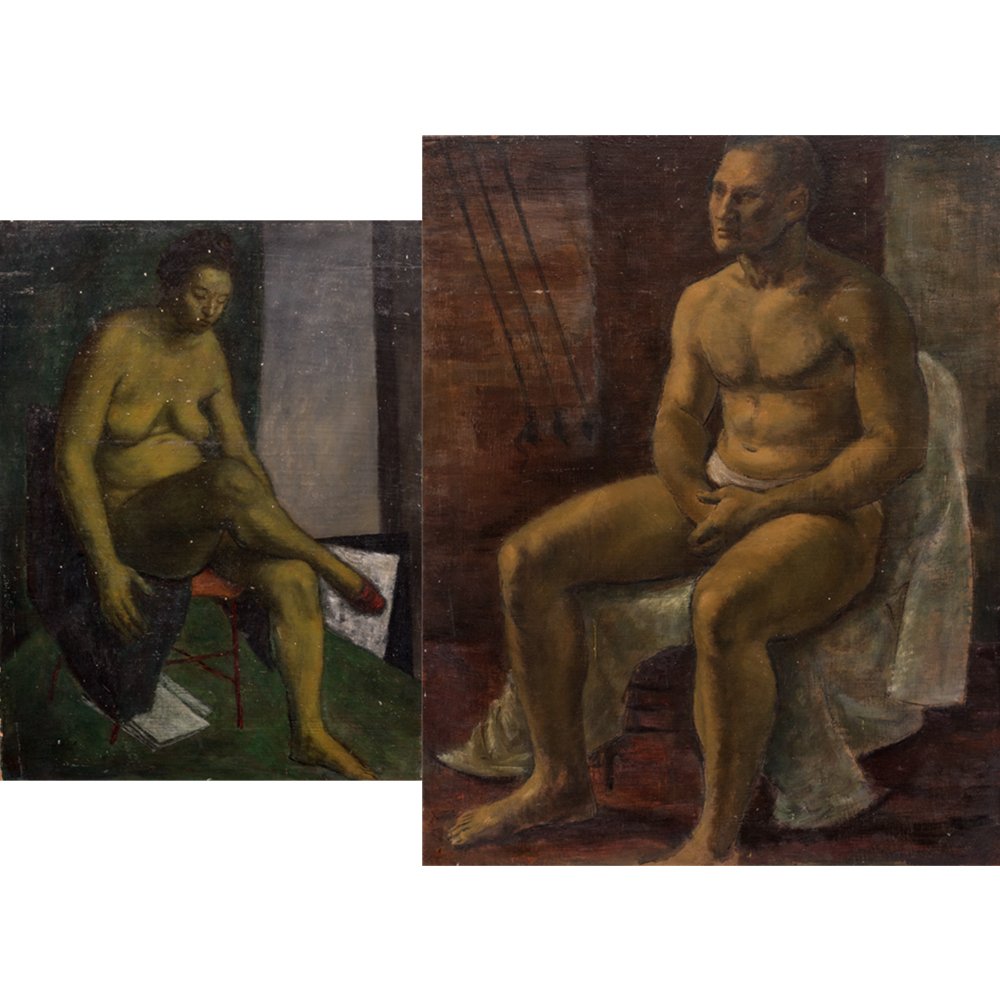 William Schock (1913-1976) Two Figural Studies, Oil on (1 of 1)