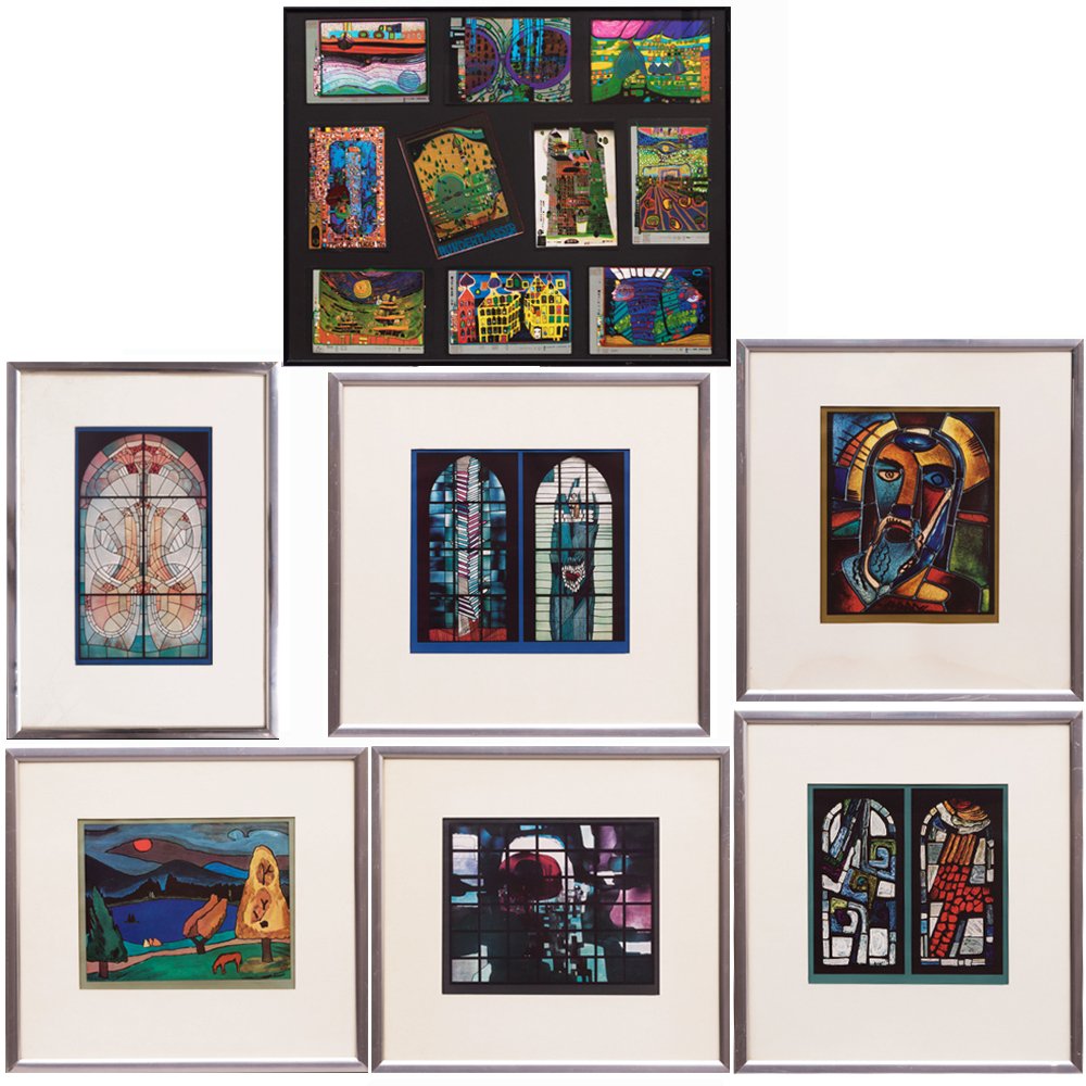 A Group of Seven Framed Decorative Works, 20th Century, (1 of 1)