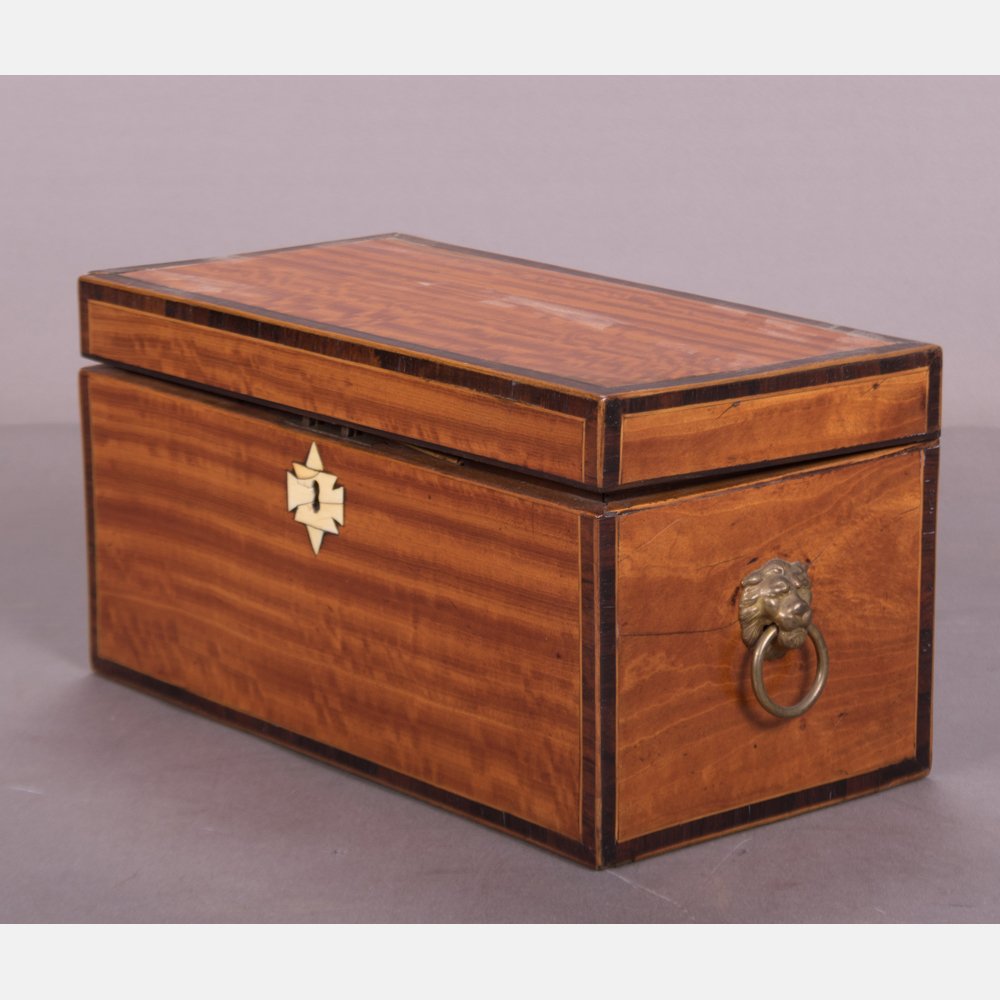 An English Mahogany Tea Caddy with Original Crystal (1 of 3)