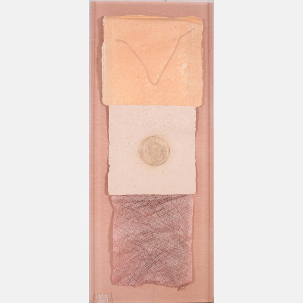 Attributed to David Shapiro (20th Century) Untitled,: Attributed to David Shapiro (20th Century) Untitled, Laminated and embossed handmade paper mounted on fiber board, Unsigned. H: 69 1/4 W: 28 1/4 in. The Collection of Stanley Yulish.