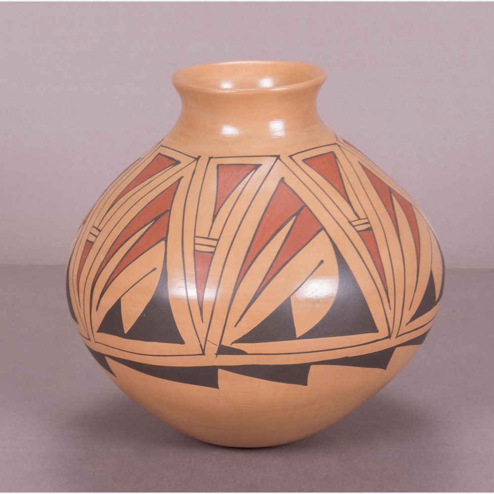 A Mata Ortiz Pottery Vase by Amalia Mora, 20th Century. (1 of 3)