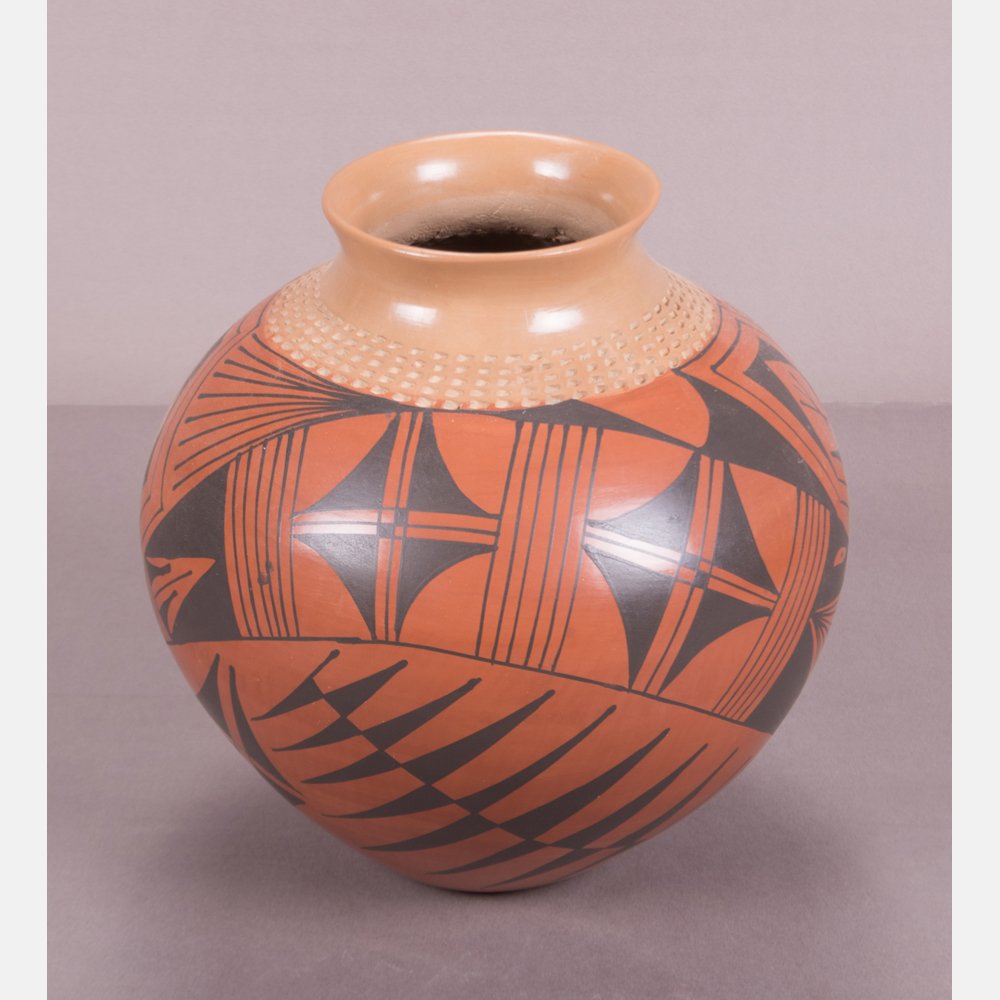 A Mata Ortiz Pottery Vase by Amalia Mora, 20th Century. (1 of 3)
