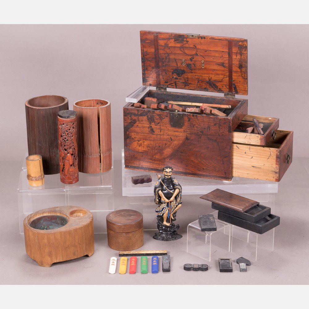 A Collection of Japanese Calligraphy Brush Pots, Ink (1 of 5)