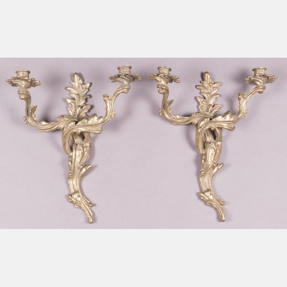 A Pair of Louis XV Style Gilt Brass Two Arm Wall (1 of 2)